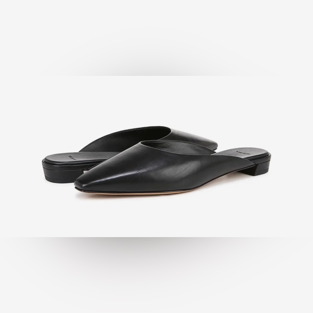 VINCE - Ana Pointed Leather Mules Black Size 5.5